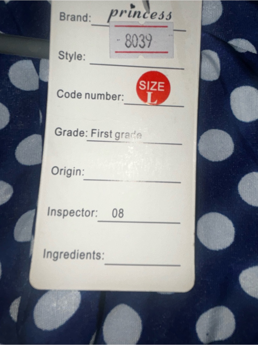 Prince Navy Blue Polka Dot Dress (Romper) with White Dots - Picture 5 of 7